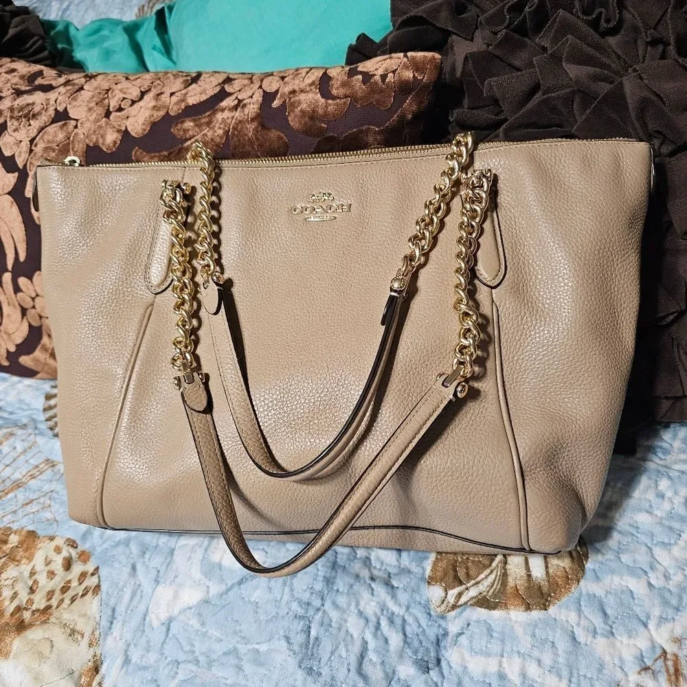 Coach Ava Chain Tote in Pebbled Leather